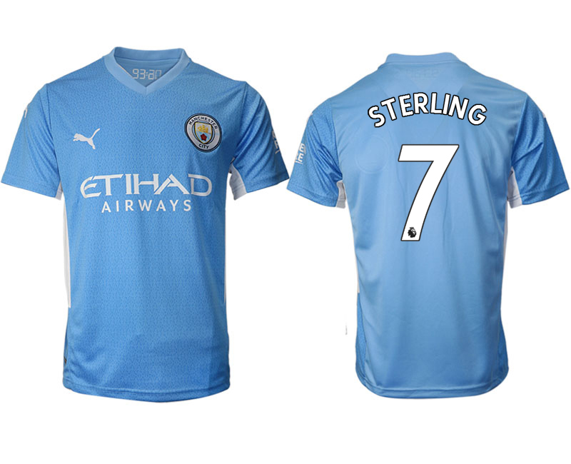 Men 2021-2022 Club Manchester city home aaa version blue #7 Soccer Jersey->manchester city jersey->Soccer Club Jersey